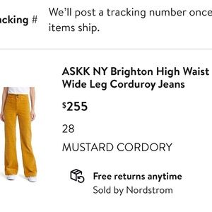 ASKK NY Brighton wide leg Corduroy jeans